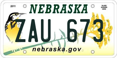 NE license plate ZAU673