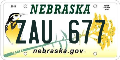 NE license plate ZAU677