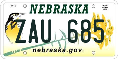NE license plate ZAU685