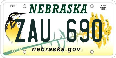 NE license plate ZAU690