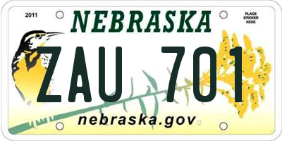 NE license plate ZAU701