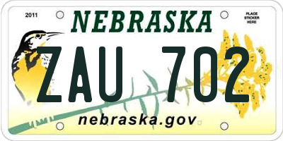 NE license plate ZAU702