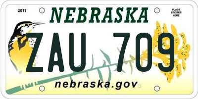 NE license plate ZAU709
