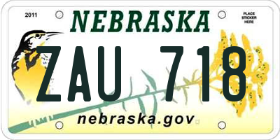NE license plate ZAU718