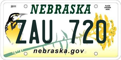 NE license plate ZAU720