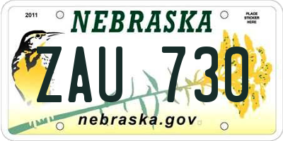 NE license plate ZAU730