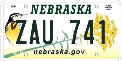 NE license plate ZAU741