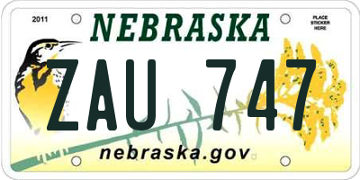 NE license plate ZAU747