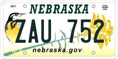 NE license plate ZAU752