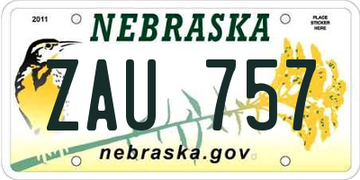 NE license plate ZAU757