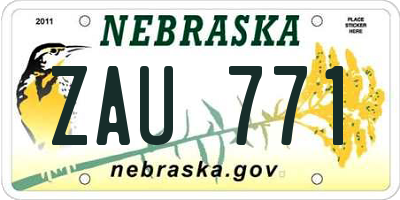 NE license plate ZAU771