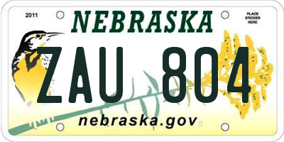 NE license plate ZAU804