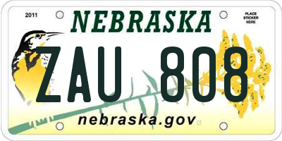 NE license plate ZAU808