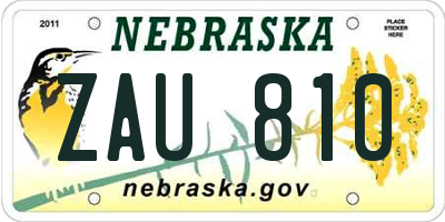 NE license plate ZAU810