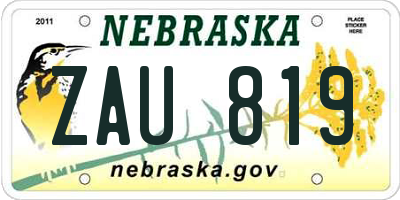 NE license plate ZAU819