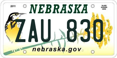 NE license plate ZAU830