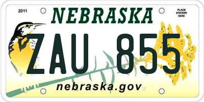 NE license plate ZAU855