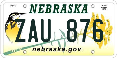 NE license plate ZAU876