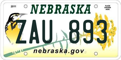 NE license plate ZAU893