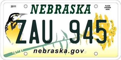 NE license plate ZAU945