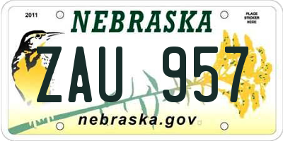 NE license plate ZAU957