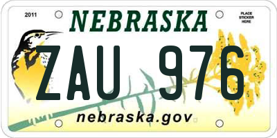 NE license plate ZAU976