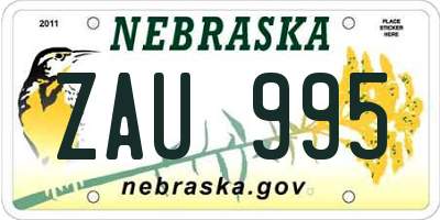 NE license plate ZAU995