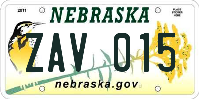 NE license plate ZAV015