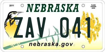 NE license plate ZAV041
