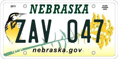 NE license plate ZAV047