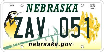 NE license plate ZAV051