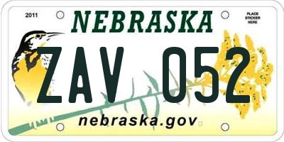 NE license plate ZAV052
