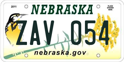 NE license plate ZAV054