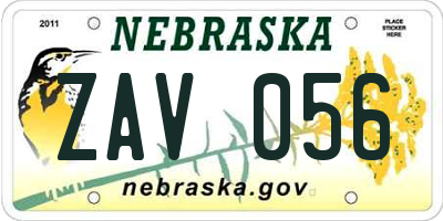 NE license plate ZAV056