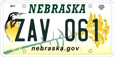 NE license plate ZAV061