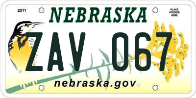 NE license plate ZAV067