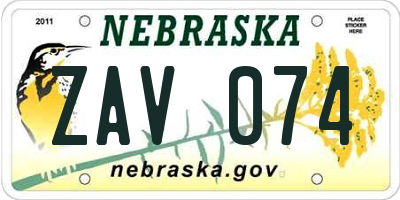 NE license plate ZAV074