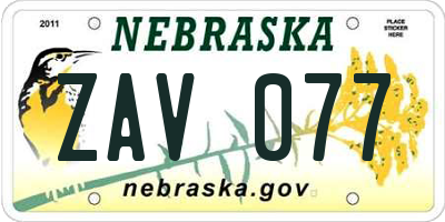 NE license plate ZAV077