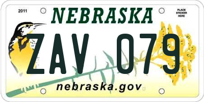 NE license plate ZAV079