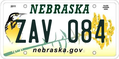 NE license plate ZAV084