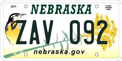 NE license plate ZAV092