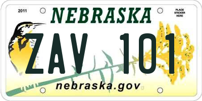 NE license plate ZAV101