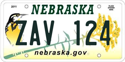 NE license plate ZAV124