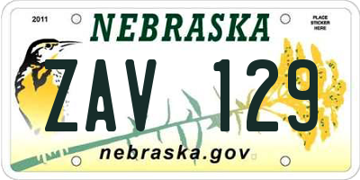 NE license plate ZAV129