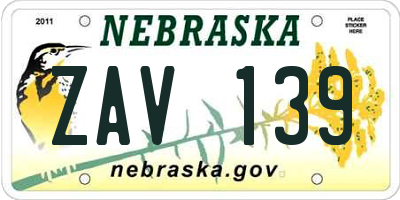NE license plate ZAV139