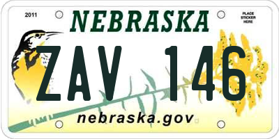NE license plate ZAV146