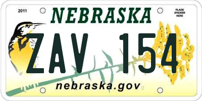 NE license plate ZAV154