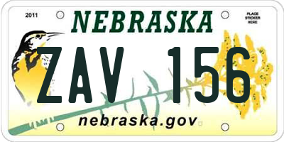 NE license plate ZAV156