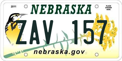 NE license plate ZAV157