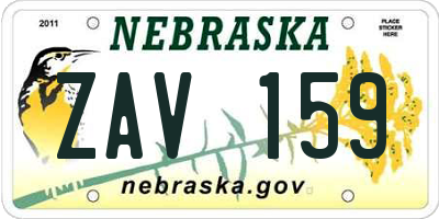 NE license plate ZAV159